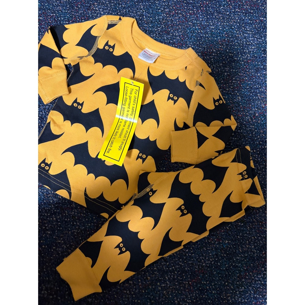 Hanna Andersson Yellow Black Bat Organic Cotton Pajama Set 3-6 Months NEW